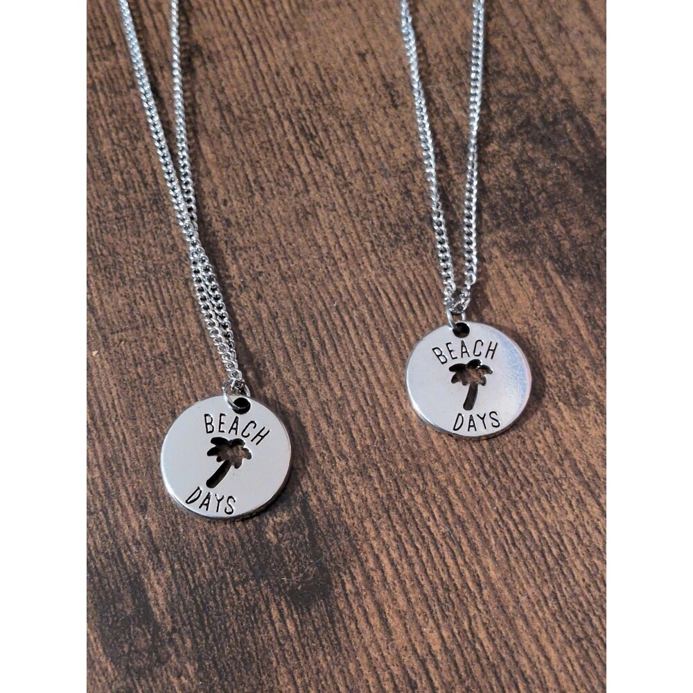 Paparazzi Necklaces Lot Of 2 Silver Beach Days Dainty Palm Tree